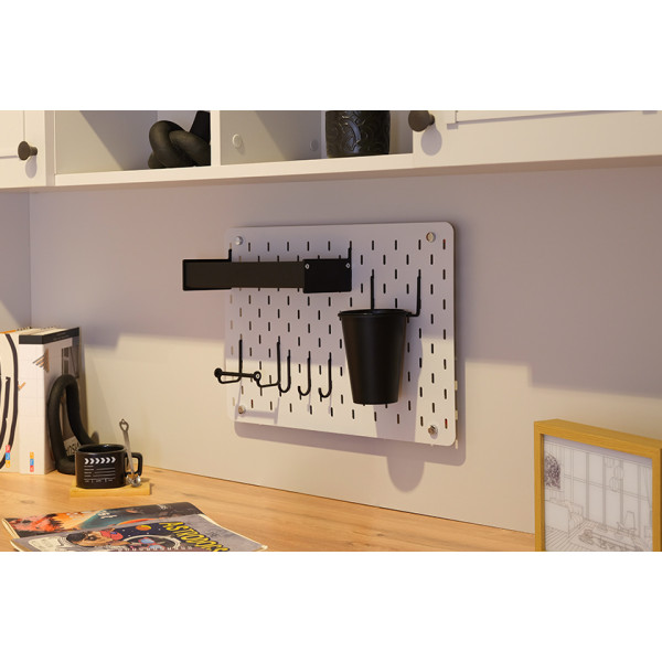 Çalışma Masası Pegboard Seti Gri-Siyah